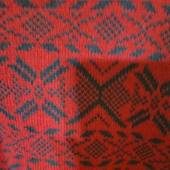 Chaps Red Black Geometric Knit Sweater Mens Medium Fair Isle Pattern Oversized - Picture 4 of 5